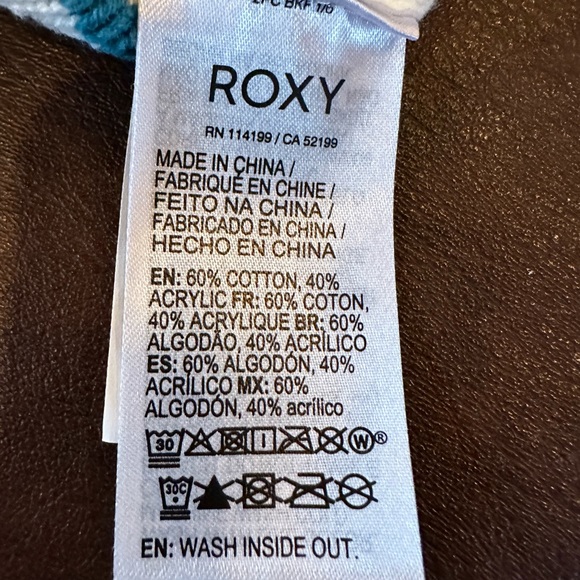 ROXY Summer hooded sweater. White with pretty stripes & lace-up front opening. - Picture 4 of 7